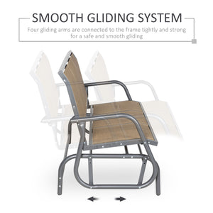 3-seater rocking chair, steel frame, fabric seat, brown