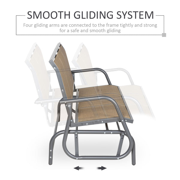 3-seater rocking chair, steel frame, fabric seat, brown