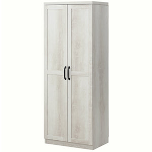 5-Tier Pantry with Adjustable Doors and Shelves, Distressed White