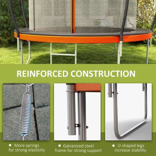 10ft Trampoline with Enclosure Net and Ladder, Orange