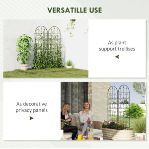 Set of 2 metal garden trellises, black