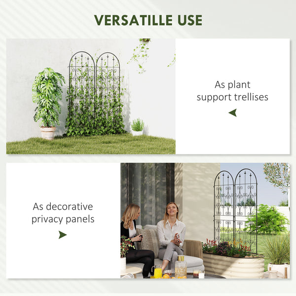 Set of 2 metal garden trellises, black