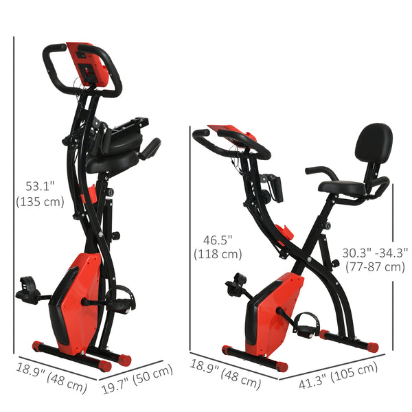3-in-1 Folding Exercise Bike with 8-Level Magnetic Resistance, Red