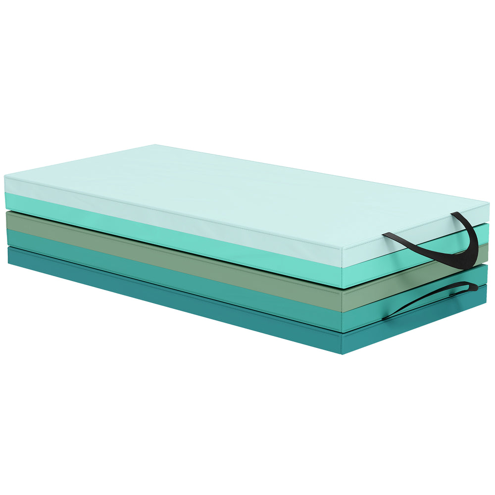 1.8m Folding Gymnastics Mat with Carry Handles, Mixed Green