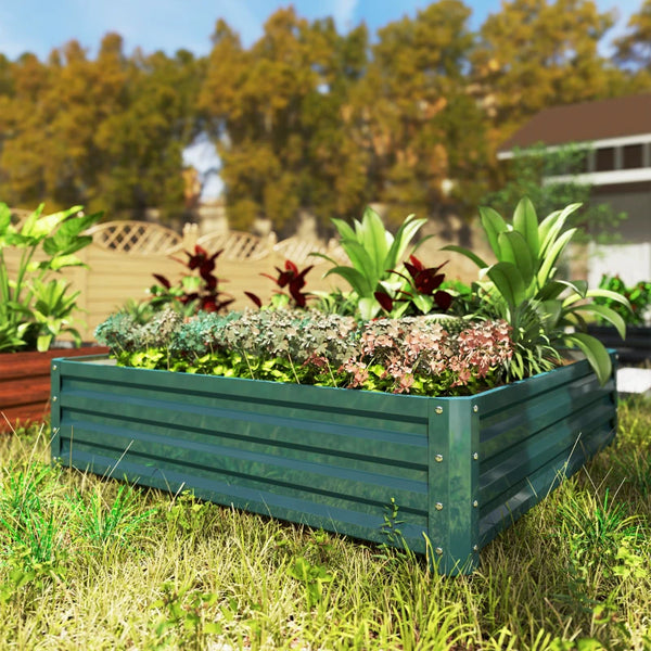Raised planter made of galvanized steel, green 