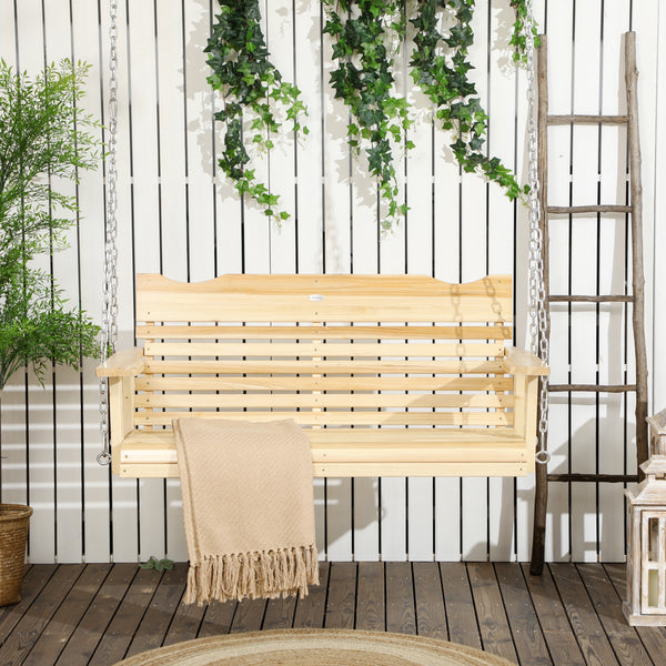 2-seater porch swing, natural wood