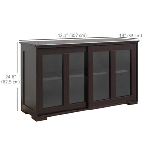 Modern kitchen buffet with stackable storage, sliding glass door, coffee