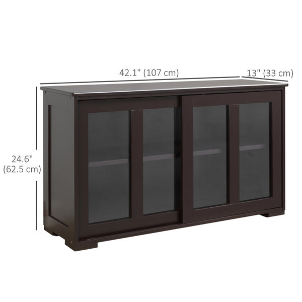 Modern kitchen buffet with stackable storage, sliding glass door, coffee