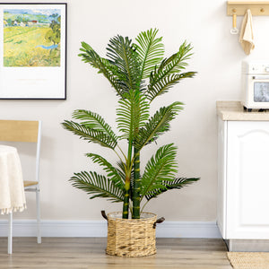 Artificial potted Areca palm tree with 21 leaves for indoor decoration, green
