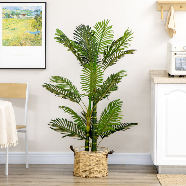 Artificial potted Areca palm tree with 21 leaves for indoor decoration, green