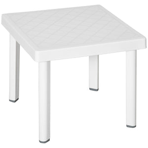 White plastic garden side table 