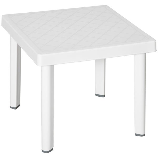 White plastic garden side table 