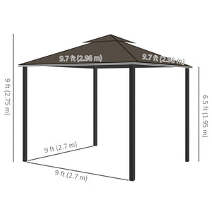 10 x 10 2-tier gazebo with zippered mesh side panels and aluminum frame