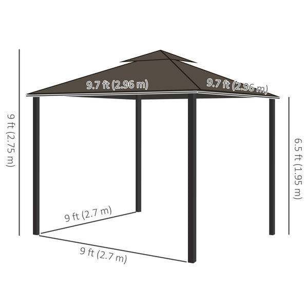 10 x 10 2-tier gazebo with zippered mesh side panels and aluminum frame