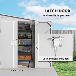 Lean-to steel garden shed with foundation kit, lockable doors and 2 vents, white