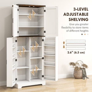 162cm High Storage Cabinet with Spice Racks, White