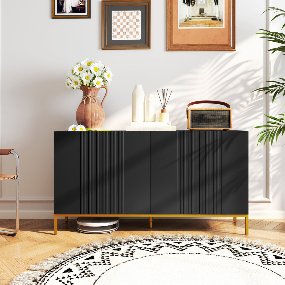 Storage sideboard with adjustable shelves, soft-close doors, black
