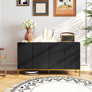 Storage sideboard with adjustable shelves, soft-close doors, black
