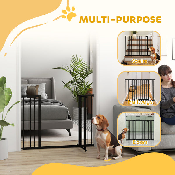 Pressure-mounted pet safety gate, black