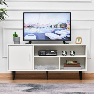 Modern TV Stand for TVs up to 60 inches with Storage Shelf, White