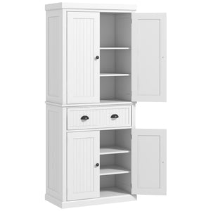 Kitchen Pantry, Freestanding Storage with Drawer, Doors, White