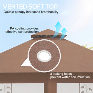 10'x10' garden shed with soft steel roof, double layer of polyester and curtain side walls, dark brown