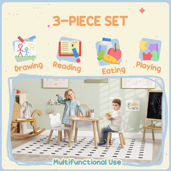 Activity table and chair set with bear-shaped chairs
