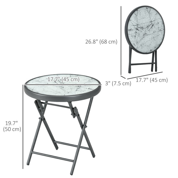Round folding outdoor side table, white