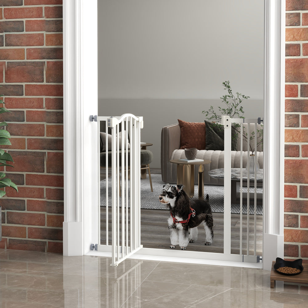 Extra Tall White Dog Gate with Door