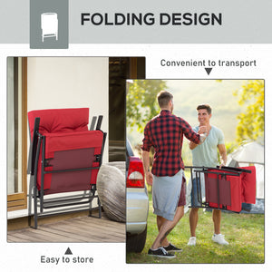 Set of 2 folding outdoor chairs with adjustable backrest, red