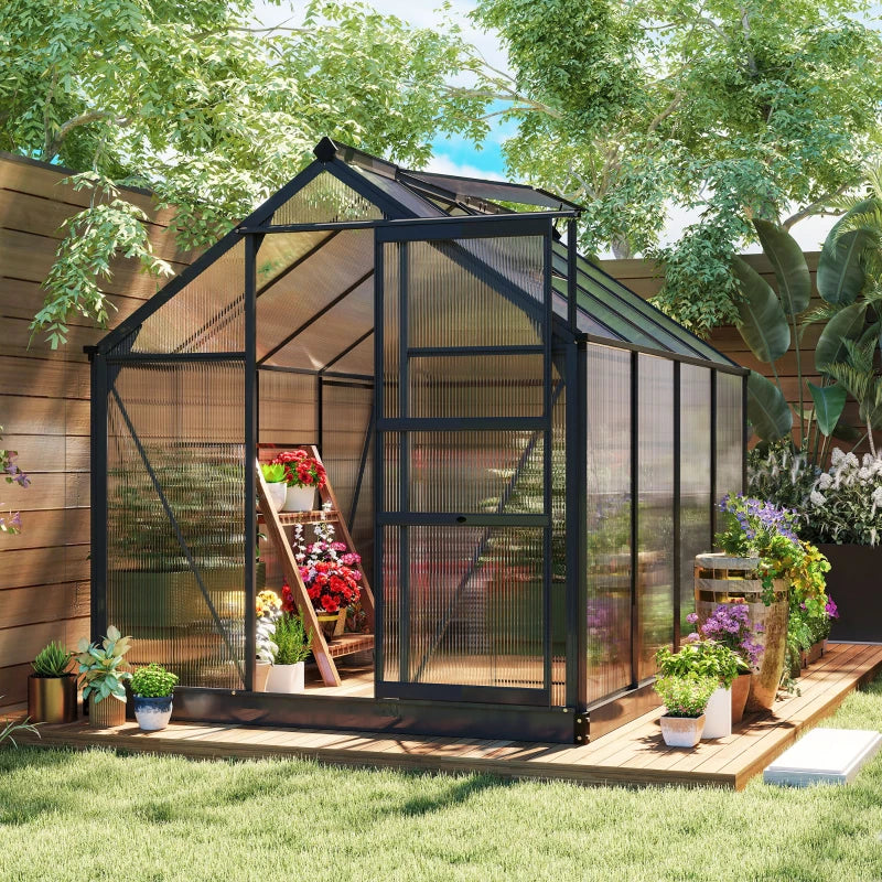 Garden greenhouse with sliding door