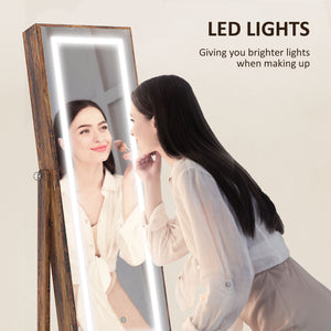 Lockable Jewelry Cabinet with LED Lighting and Storage, Rustic Brown