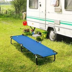 Foldable Camping Bed for Adults, Portable Outdoor Sleeping Bed, Blue