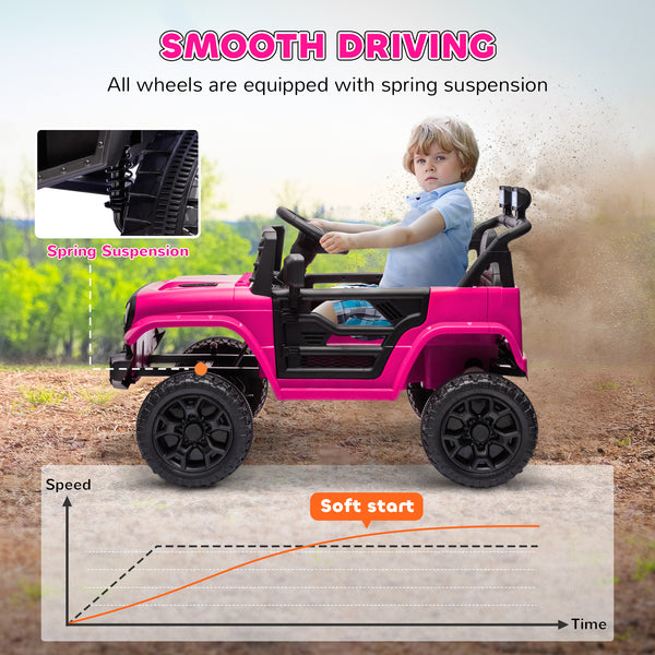 12V electric car with remote control and music, pink