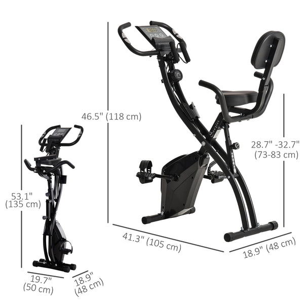 3-in-1 Folding Exercise Bike with 8-Level Magnetic Resistance, Black