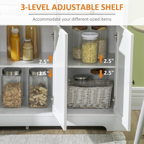 Modern buffet with 2 drawers and adjustable shelves, ideal for the dining room, white.