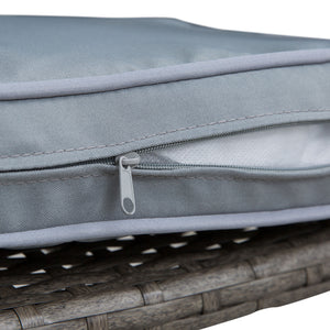 3 Piece Wicker Garden Bar Set, Synthetic Rattan Table and Stools with Seat Cushion, Grey