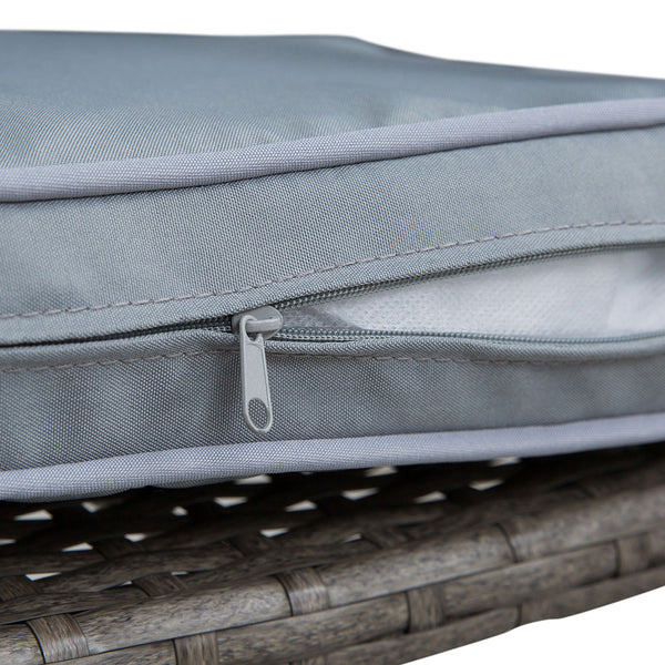 3 Piece Wicker Garden Bar Set, Synthetic Rattan Table and Stools with Seat Cushion, Grey