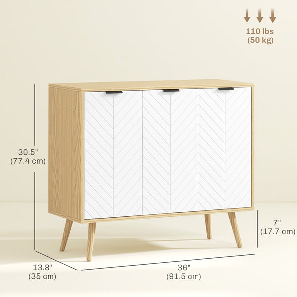 Modern sideboard with adjustable shelves and 4 doors, natural