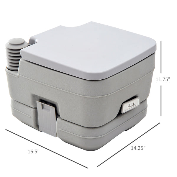 Portable travel toilet with flushable water tank, 10 liters 