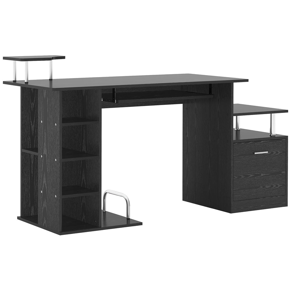 Computer Desk with Storage Shelf and Drawer, Black