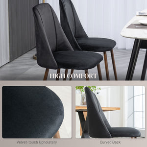 Set of 4 velvet upholstered dining chairs, black