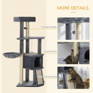 50" Multi-Level Cat Tree with Scratching Posts and Ramp, Grey