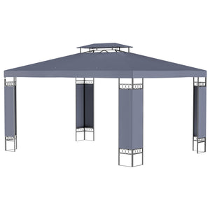 10 x 13 double-roof gazebo with mosquito net, grey