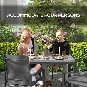 Rectangular garden table with grey synthetic rattan top 