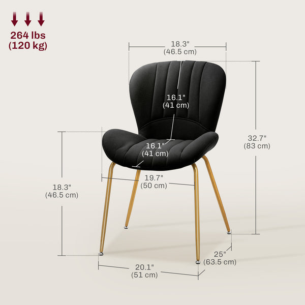 Set of 2 dining chairs with upholstered backrest, black