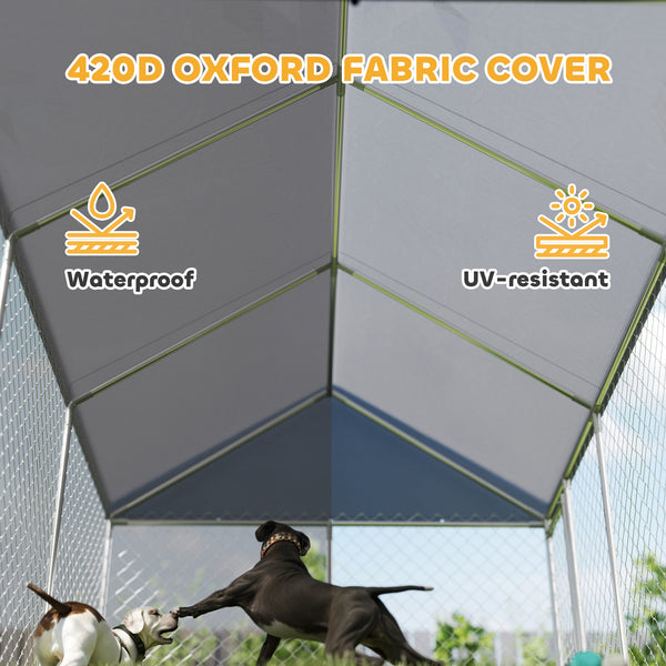 Galvanized steel kennel with roof and security latch
