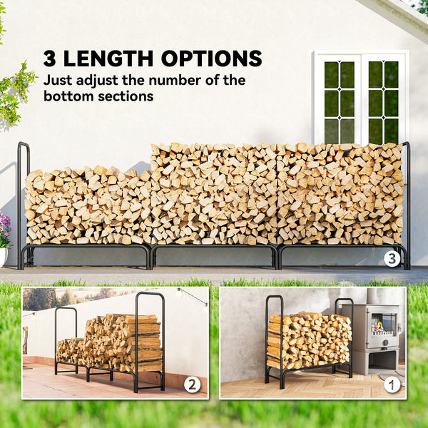 10 ft. firewood rack with cover and 660 lb. capacity