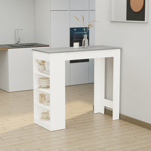 Bar table with 4 storage shelves, grey