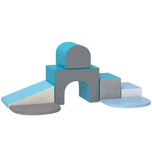 7 Piece Indoor Toddler Playset, Climb &amp; Crawl - Blue/Grey